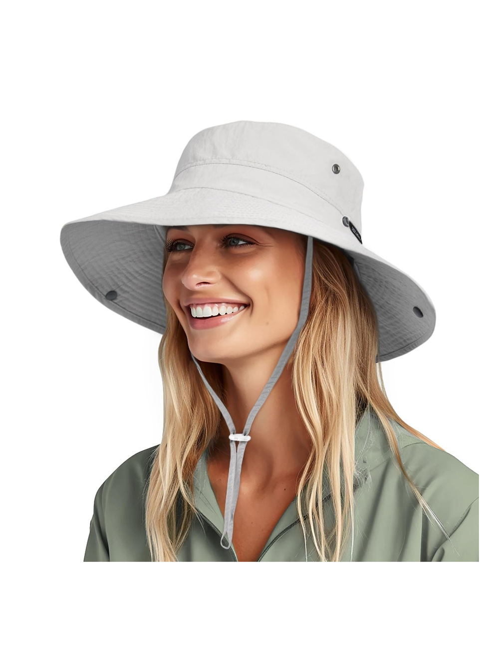 Sun Hats for Women Ponytail Wide Brim Summer Packable | Light Gray | Size OS